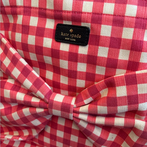 kate spade pink and white gingham bow tote - Picture 2 of 6